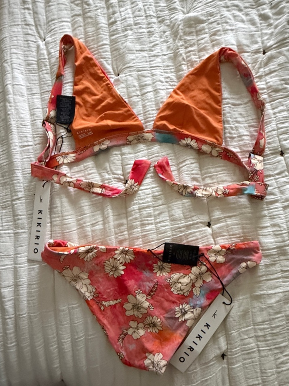 Kikirio Floral Tie-Back Bikini - Coral & Orange - Picture 4 of 4